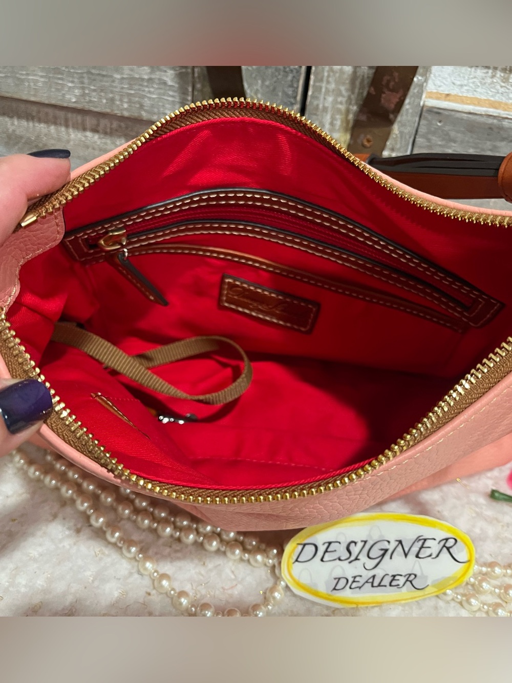 DOONEY BOURKE Pebble Grain Light Pink Shoulder Bag Like New - Picture 9 of 12